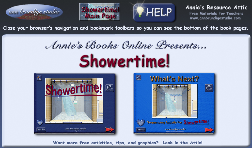 �2008-2020 ABS Annie Books Online Menu Graphic for ShowerTime! and What's Next?